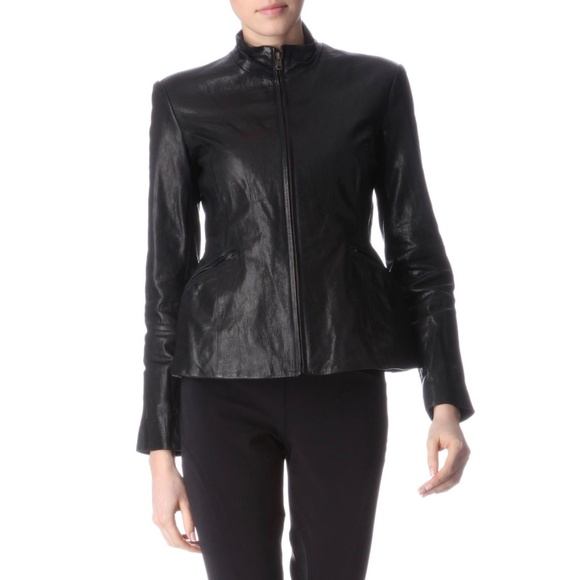Theyskens' Theory Jabari Nurin Hourglass Leather Jacket in Black Size 2 - $995 - Picture 1 of 8